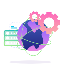icon globe cogs database large